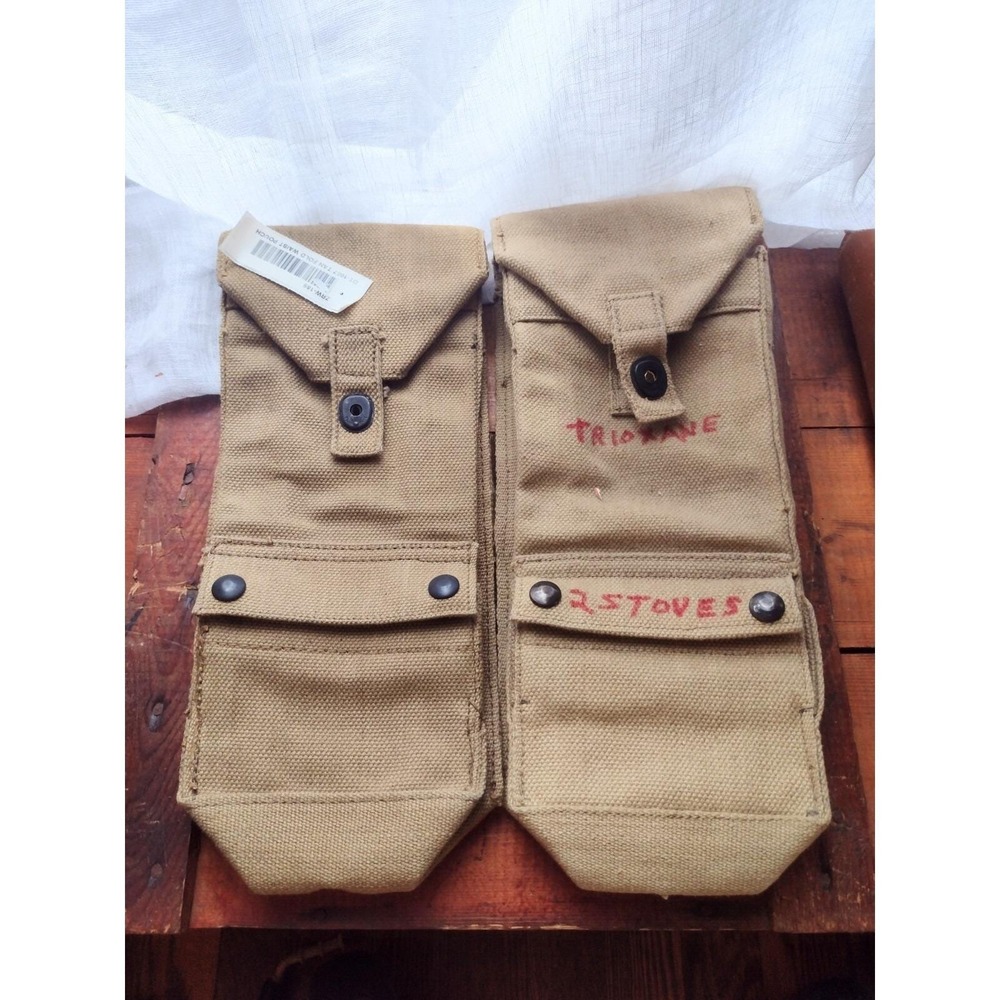 Military Tan Canvas Fold Waist Pouch Set Trioxane Field Stove Bag 2pc
